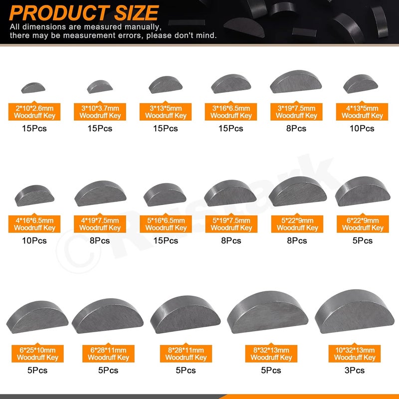 Rustark 155 قطعة 17 حجم مجموعة مفاتيح وودروف نصف دائرية - Image 2